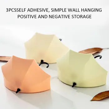 

3pcs/set Creative Umbrella Shaped Wall Hooks Kitchen Cup Sundries Key Accessories Hanger Rack Bathroom Decor Home Suction