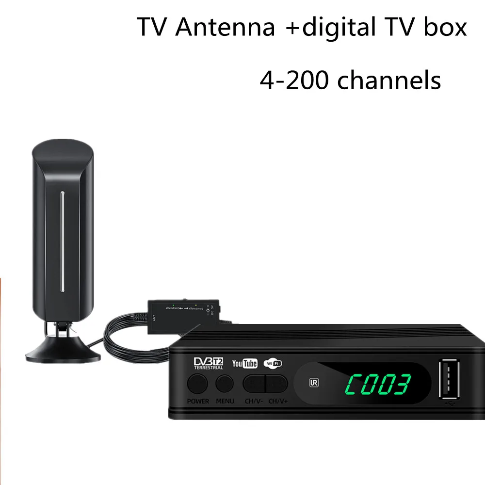 Hengshanlao DVB-T2 ISDBT ASTC цифровой спутниковый ТВ-приемник и ТВ-антенна с усилителем