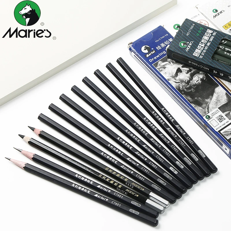 Maries Professional Sketch Pencil Drawing HB 2H B 2B 3B 4B 5B 6B 7B 8B 10B  12B 14B Soft Medium Hard Charcoal Art Stationery