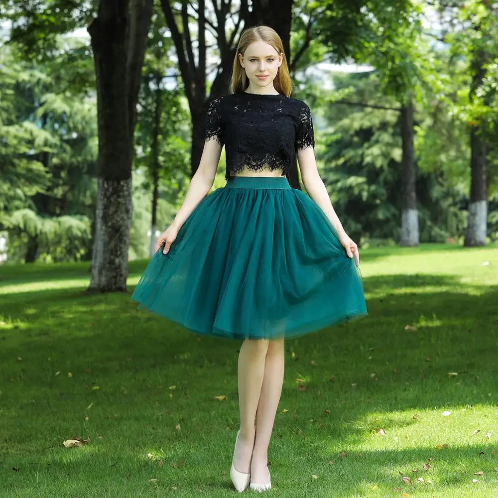 5 Layers 60cm Midi Tulle Skirt Princess Womens Adult Tutu Fashion Clothing Faldas Saia Femininas Jupe Summer Style