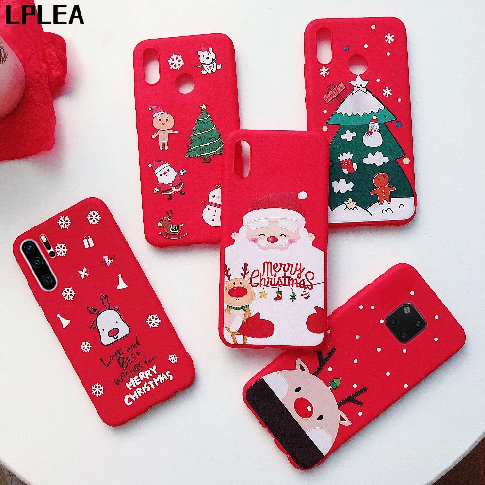 Мультяшный Рождественский подарок чехол для huawei P20 Lite P30 Pro P Smart Санта Клаус Лось Мягкий ТПУ для mate 30 Pro 20 Lite чехол