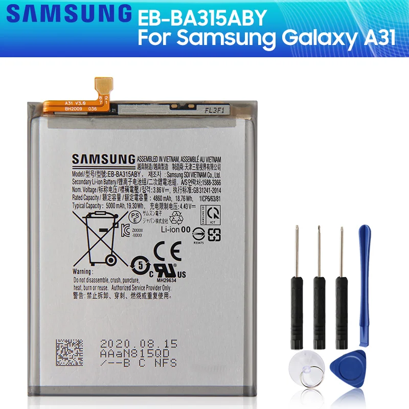 

SAMSUNG Original Battery EB-BA315ABY For Samsung Galaxy A31 2020 Edition 5000mAh Authentic Phone Replacement Battery