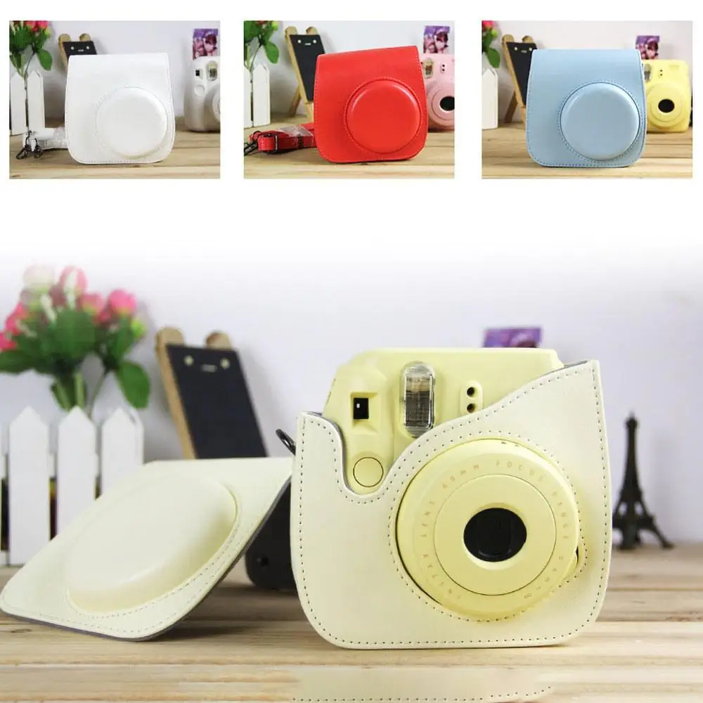 Чехол из искусственной кожи для мгновенной камеры с ремешком для Fujifilm Instax Mini 8/mini 9/mini 8+ розовый/синий/фиолетовый/зеленый/черный сумка для камеры