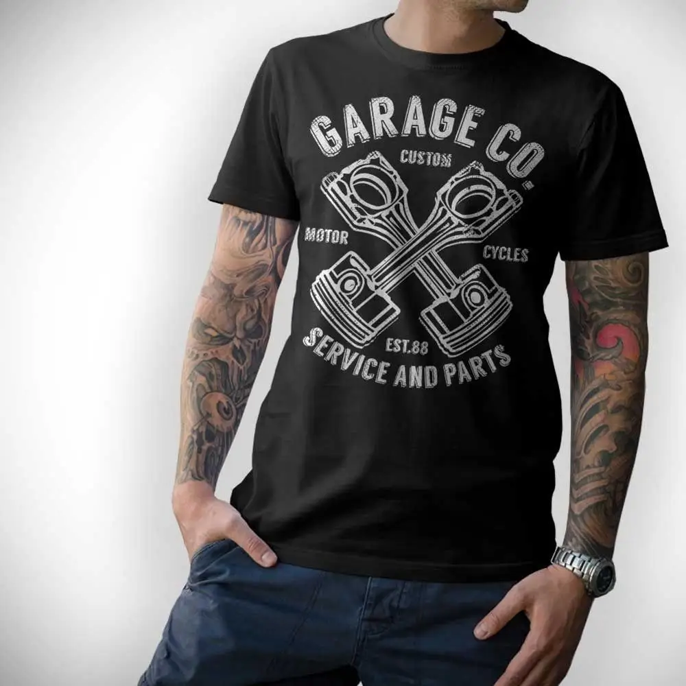 Biker T-Shirt Garage Service Motorrad Motorcycle Schrauber Rocker Mc New Round Neck Summer Cotton Fitness Clothing T Shirt | Мужская