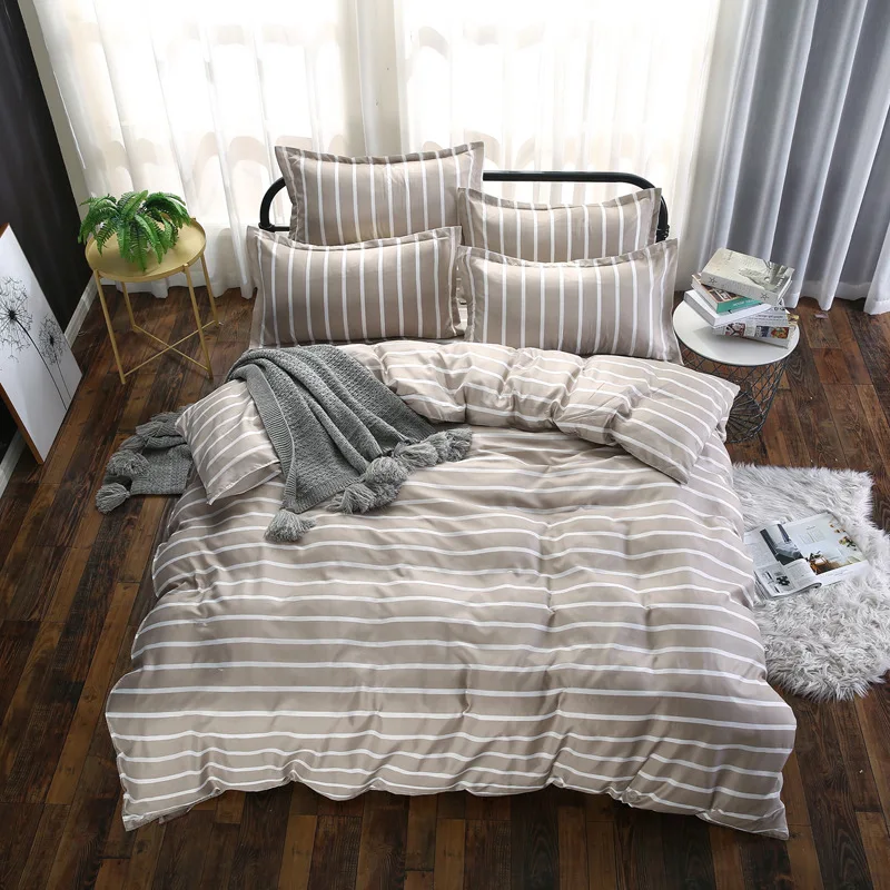 2Colours New Arrival 4 Pcs All Size Duvet Cover with Pillow Case Quilt Cover Bedding Set Single Double King