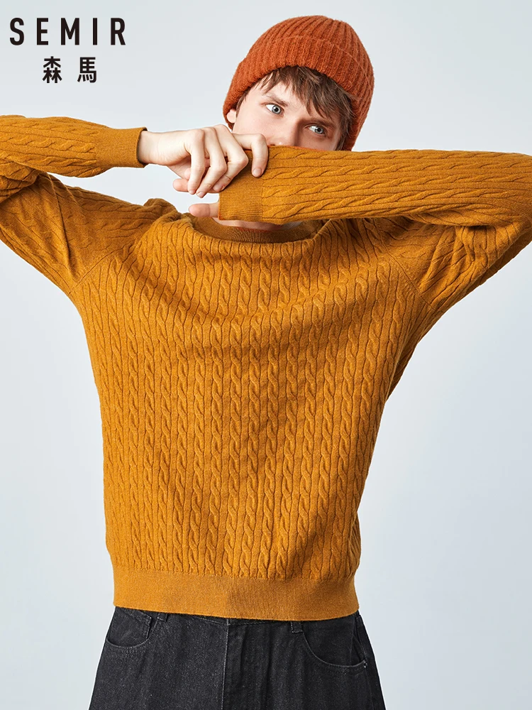 Online Suéter de Semir para hombres 2019 otoño nueva versión coreana cuello redondo twist Sweater ropa de hombre caliente camisa de marea de fondo