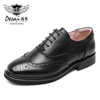 

Desai Women Leather Shoes Single Oxfords Business Party Dress Formal Classic Black High Quality Genuine Leather Shoes Women