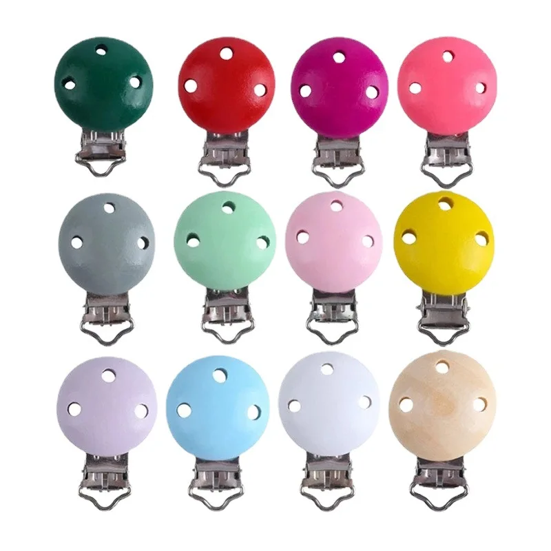 

10PCs Baby Teether Clip Pacifier Chain Wood Blanks Pacifier Baby Teething Bracelet Bead Clip Diy Wooden Clips Accessories
