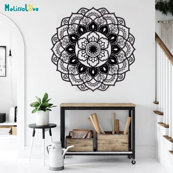 

Big Size Yoga Decor Mandala Flower Decal Om Bohemian Style Bedroom Living Room Sticker Home Posters BA709