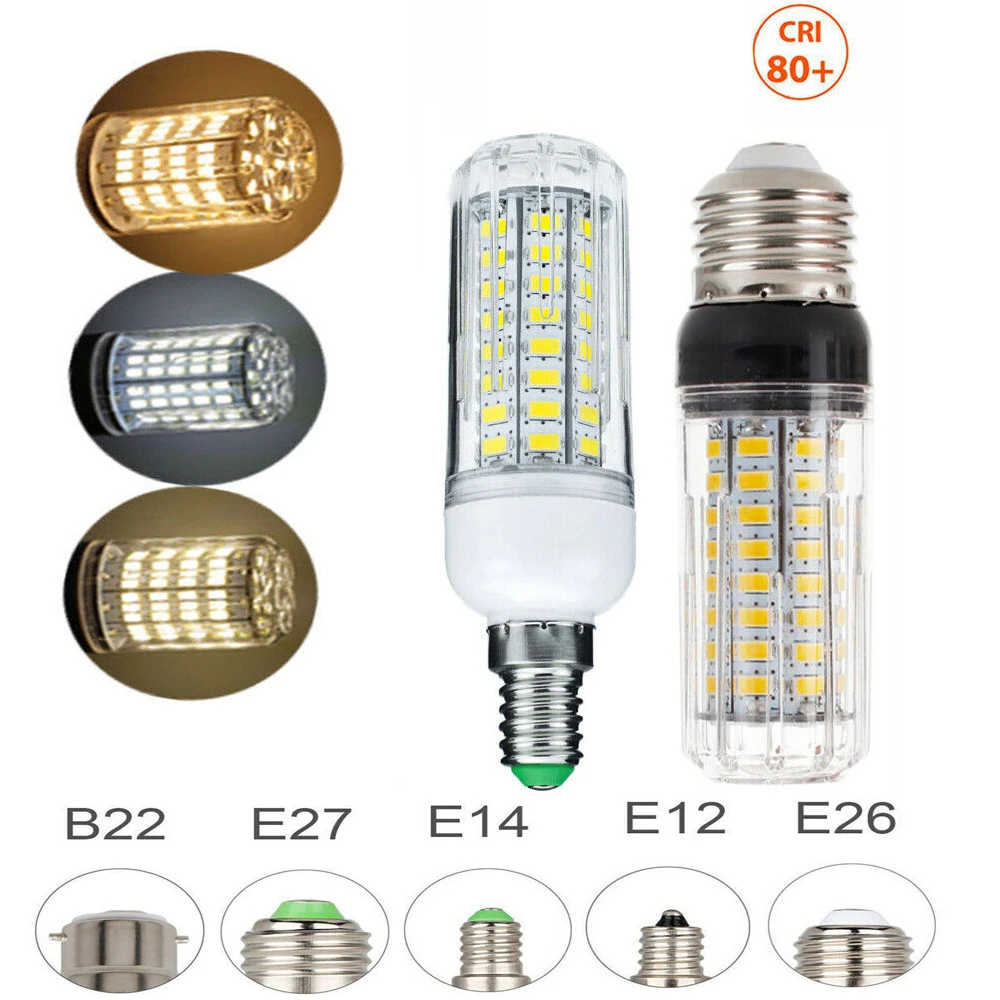 12V LED Corn Light Bulbs E27 E26 E12 E14 B22 SMD 5730 20W Ultra Bright Home Chandelier Table Lamp 72LEDs Cool Warm White | Лампы и