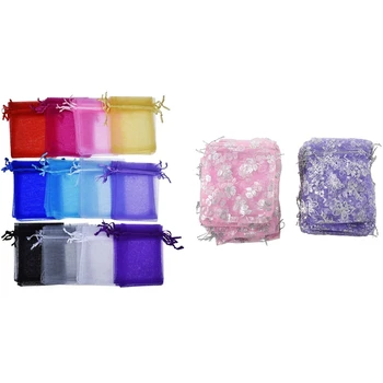

NEW-160 Pcs Organza Gift Bags Drawstring Pouches Wedding Party Favor Bags Ran Color -100Pcs 13 x 10Cm & 60Pcs 10 x 12 Cm