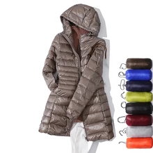

7XL Plus size Long Down Jacket Women Winter Ultra Light Down Jacket Women With Hooded Down Coat Female Big Size Coats