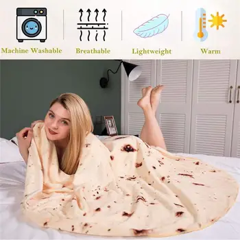 

Mexican Tortilla Throw Blanket Soft Giant Tacos Blankets For Beds 005