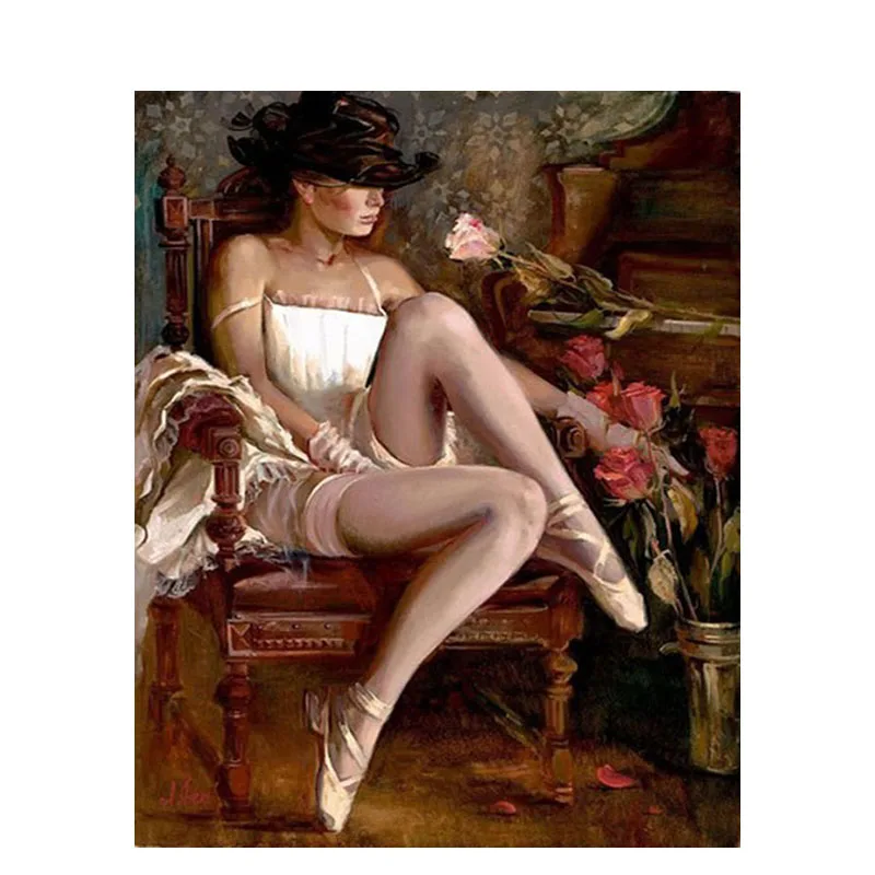 CHENISTORY Frame DIY картина по номерам Приморский женский Рисунок живопись Современная Настенная живопись холст картина на стену для дома - Цвет: 99100