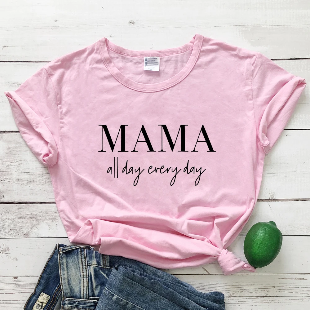 MAMA All Day each футболка смешная женская из чистого хлопка Tumblr мама жизнь, подарок футболка Повседневная С буквенным принтом слоган футболки топы размера плюс