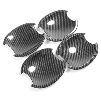 

Carbon Fibre Car Door Handle Bowl Cover Trim Frame Door Handle Decorative Stickers Accessories for FORD RANGER 2015-2019