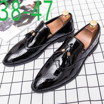 

2021 Mens Formal Dress Shoes Genuine Leather Shoes Mens Brogue Shoes Flats Oxfords For Men Wedding Office Business Shoes