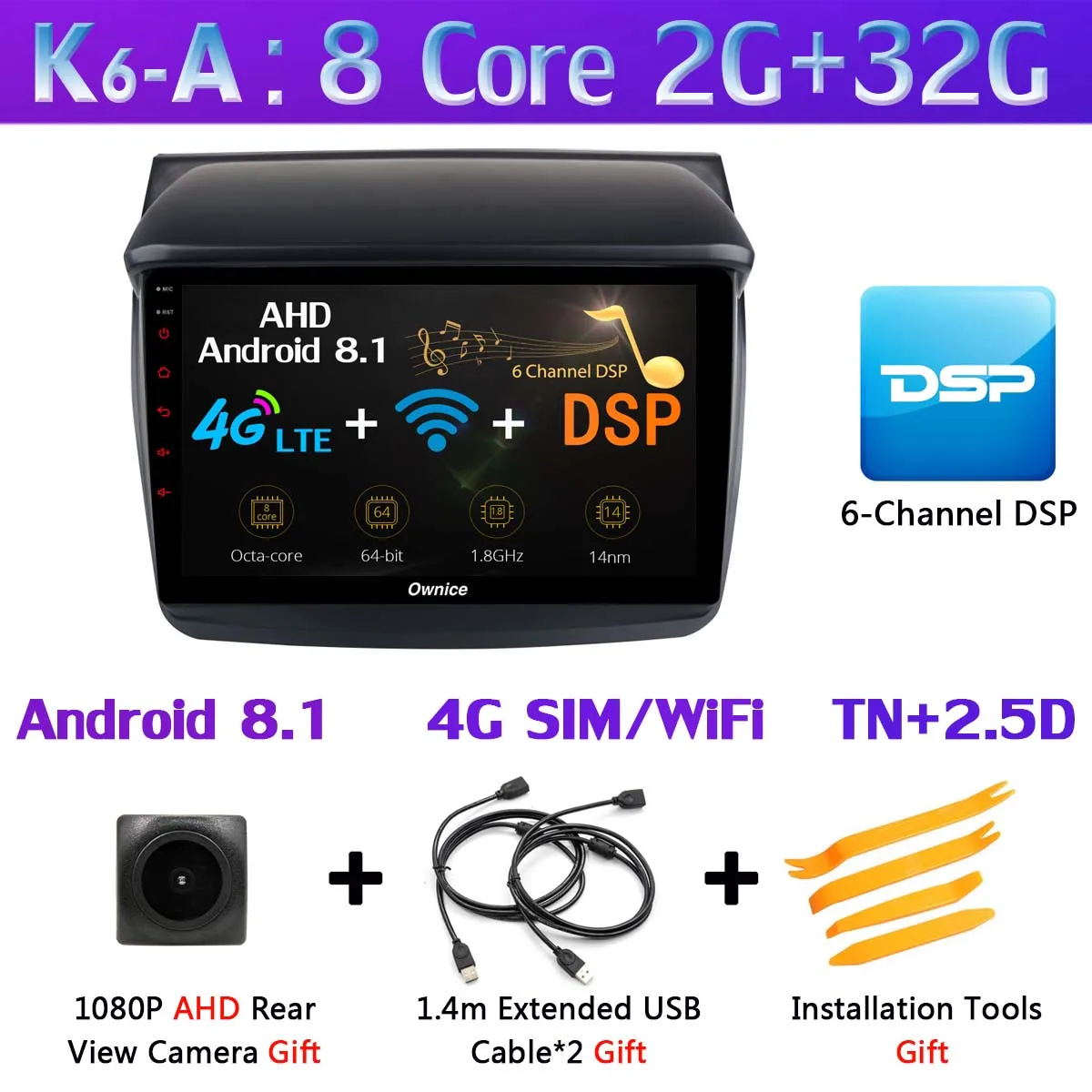 " 1DIN 360 ° панорамный Android автомобильный DVD gps Навигатор Радио для Mitsubishi Pajero Sport L200 Trion Видео Аудио CarPlay DSP 4G LTE - Цвет: K6-A