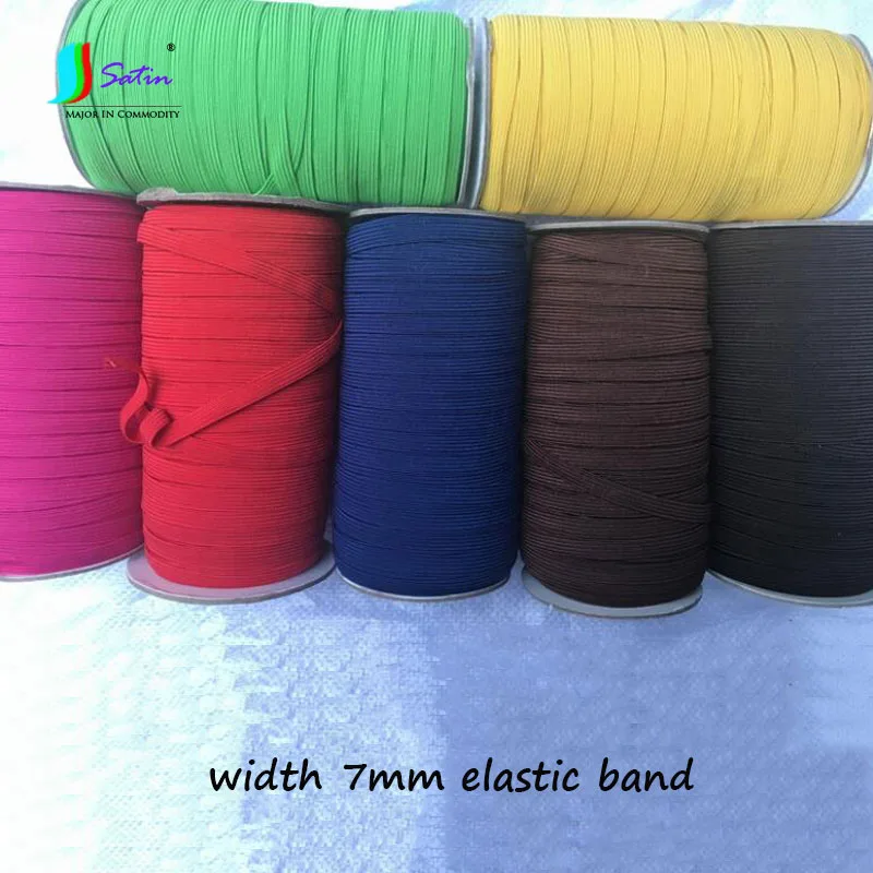 

7mm Colorful Red,Green,Blue,Yellow,Coffee Flat Elastic Band 0.7cm Sew Lace Waist Band Garment Accessory Elastic Band S0236L
