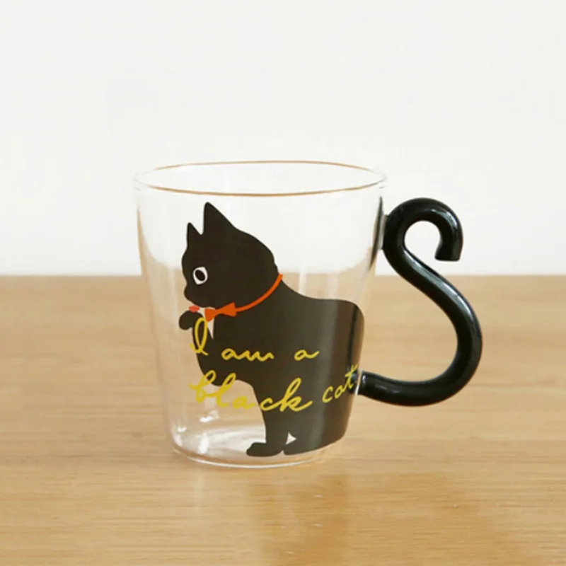 Кружка для кофе с рисунком из мультфильма, креативная уникальная кружка для воды из стекла кота, прозрачная кружка для молока, 2019 Кружка для кофе с рисунком из мультфильма, креативная уникальная кружка для воды из стекла кота, прозрачная кружка для молока, 2019