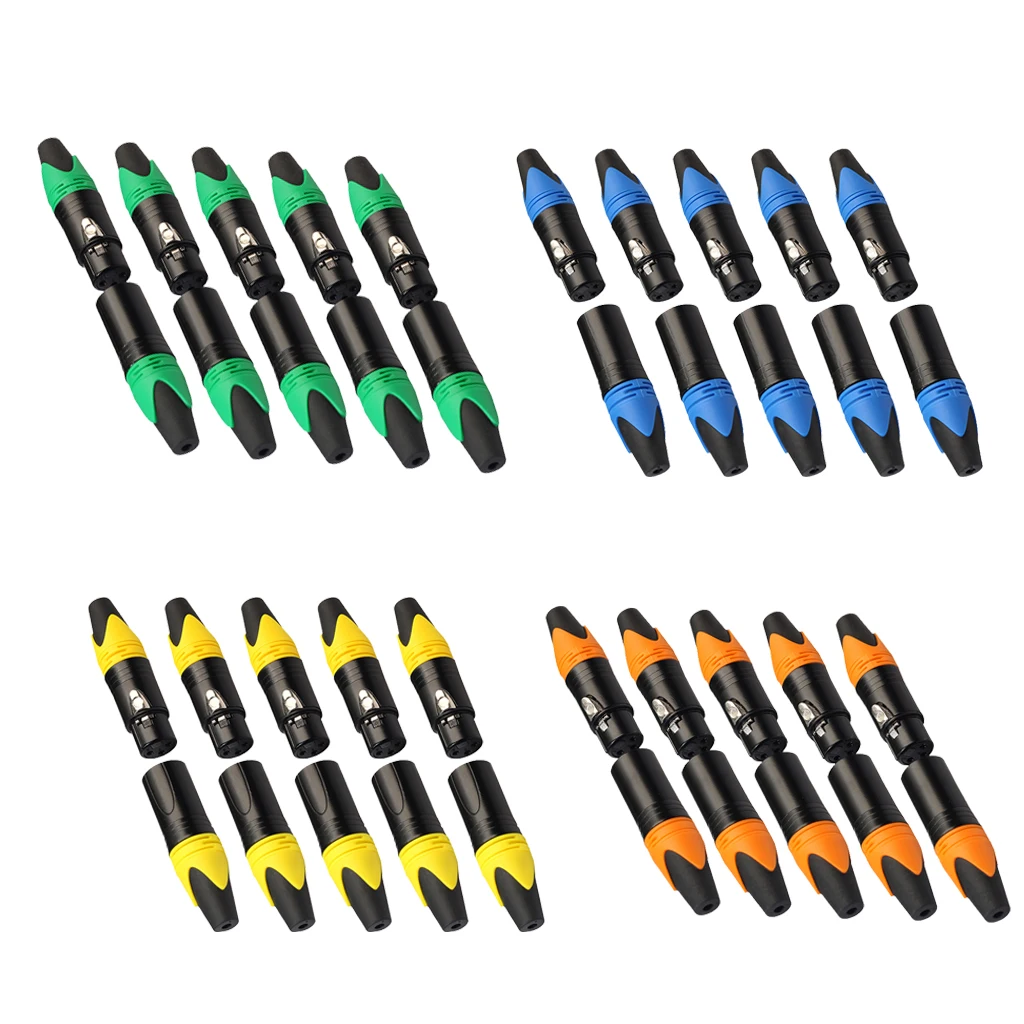 5 Pairs XLR Connector Male and Female Microphone Mic Audio Adapter DIY Parts