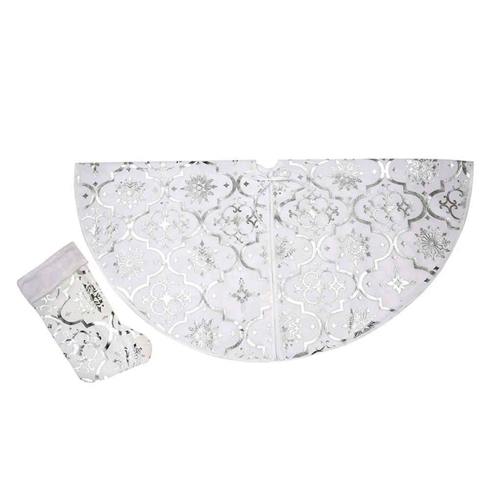Home Tree Skirt Sock Set Protective Floor Christmas Dustproof Durable Ornament Party Festival Decorative Round Folding