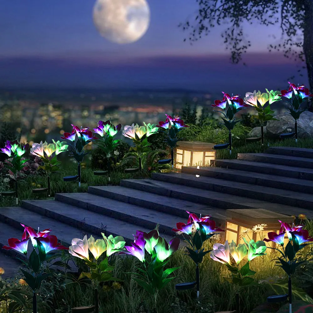 

Led Outdoor Clivia Festival Solar Light Ground Insert Patio Color Changing Flower Shape Waterproof Lamp Garden Decoration Yard