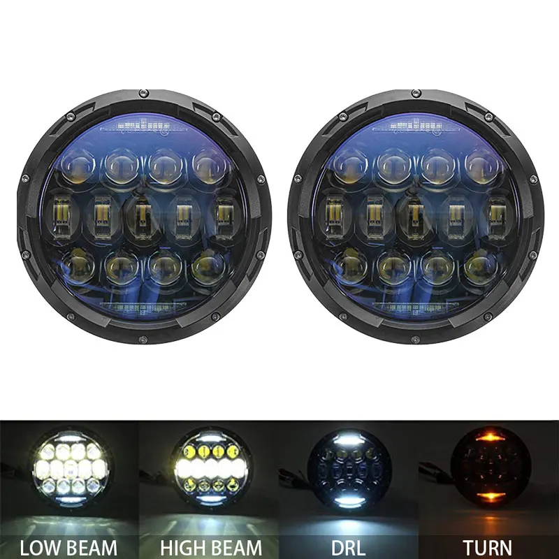 2PCS for land rover defend 7Inch 130W sup bright LED Headlights Blue Projector with High Low Beam White DRL Amber Turn Signal | Автомобили