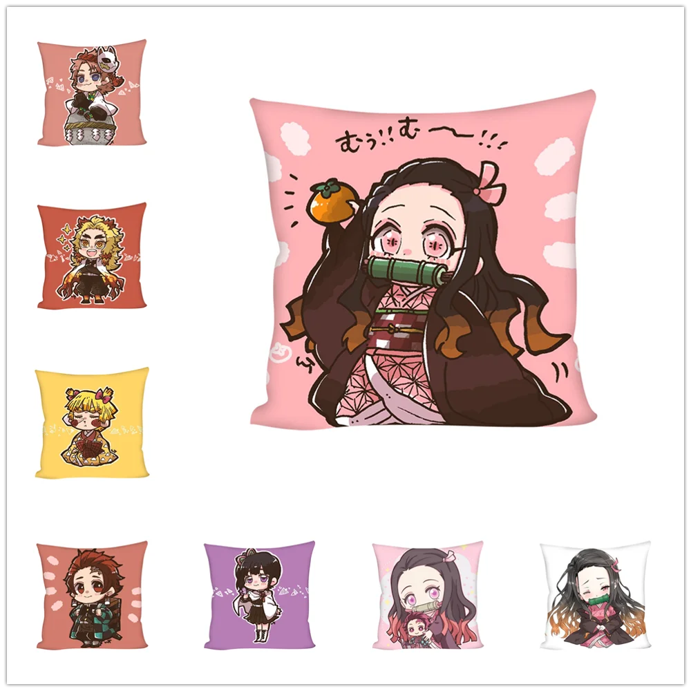 

Upetstory Anime Demon Slayer Kimetsu No Yaiba Pillow Case For Home Decorative Pillows Cover Invisible Zippered Throw PillowCases