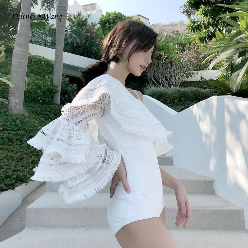 WHITNEY WANG весна лето 2020 модный сексуальный женский купальник на одно плечо с