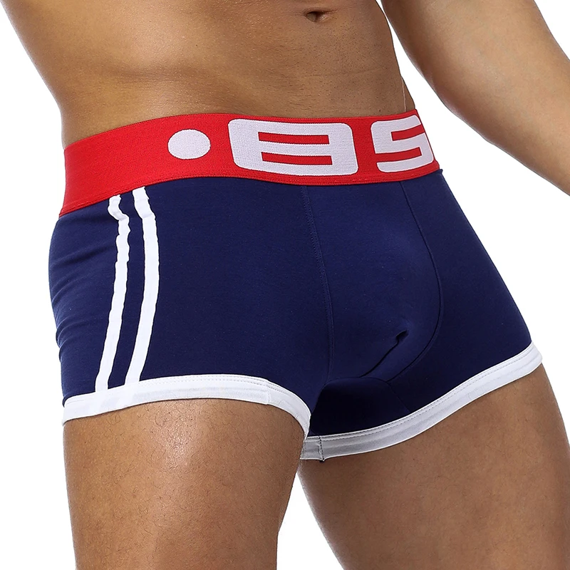 85 Брендовое Мужское нижнее белье, боксеры, сетка, дышащие, Cueca, танга, удобные трусики, мужские боксеры, шорты, мужские штаны, одноцветные шорты - Цвет: BS40-navyblue