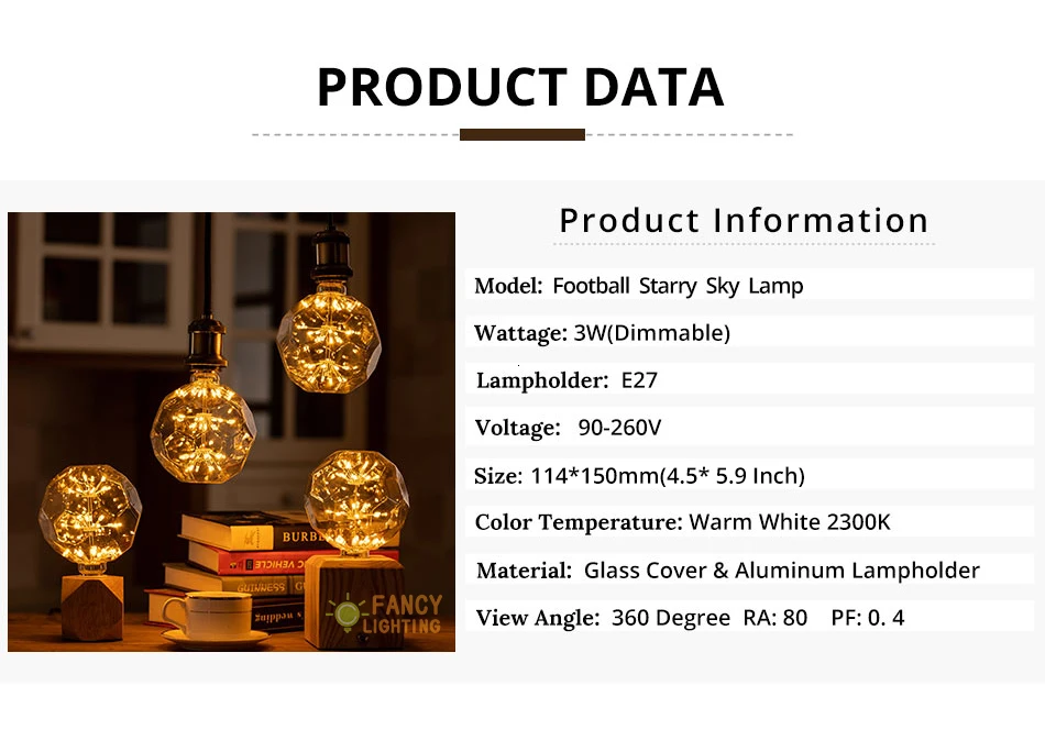 Светодиодные лампы E27 футбол звездное небо лампы 110/220 V лампа Bombillas с регулируемой яркостью освещения Led для