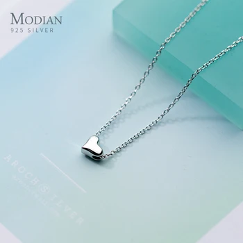 

Modian Lucky Cute Heart Chain Necklace for Women Charm Fashion Link 925 Sterling Silver Love Wedding Fine Silver Jewelry