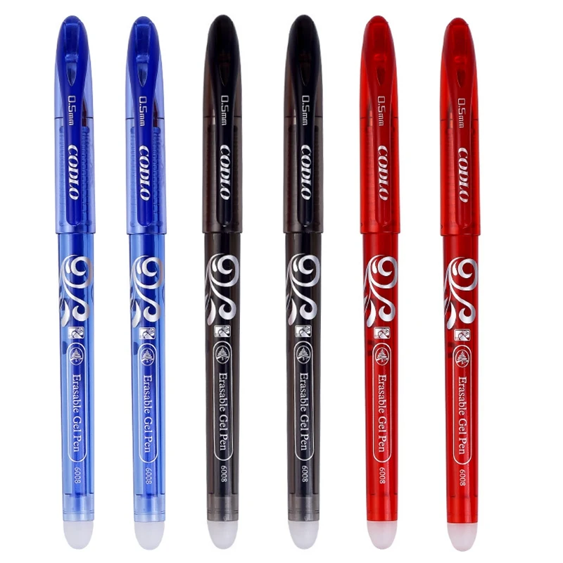 

3/6Pcs/Set Pen 0.5mm Erasable Pen Washable Handle Blue Black Red Erasable Gel Pen Refill Rod School Office Writing Stationery