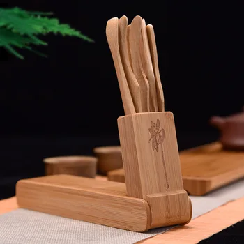 

21x6x3cm Chinese Bamboo Tea Utensils Kit tea clip/tea spoon/tea needle/ cannister/tea funnel/tea scoup