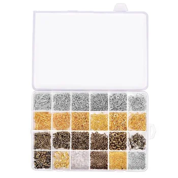 

Jewelry Making Findings Supplies Kit with Open Jump Rings, Lobster Clasps, Crimp Beads, Screw Eye Pins, Headpins, Earring Hooks