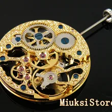 17 Jewels Золото Полный Скелет Рука обмотки Азиатский механизм аксессуары для часов