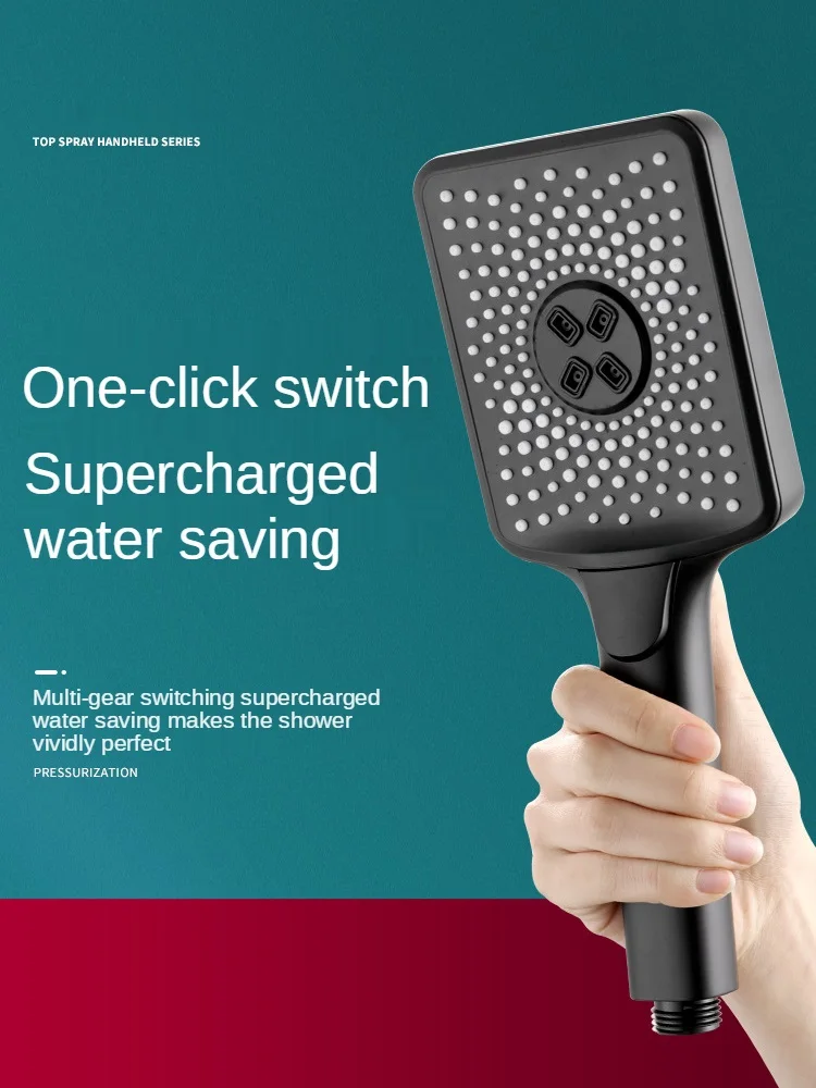 

High Pressure Shower Head Top Sprinkler Water Saving Three Speed Adjustable One Button Switch Square Round Bathroom Accessories