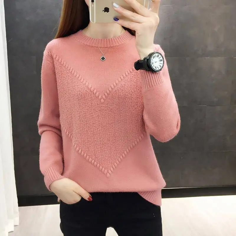 pink thickening Осень зима карамельный вязаный джемпер женский свитер мягкий стрейч OL вязаный пуловер Трикотаж S-3XL - Цвет: pink thickening