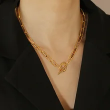 

2021 New Gold Thick Chain Necklace for Women Fashion Mixed Linked Circle Necklaces Minimalist Choker Necklace Party Jewelry Gift