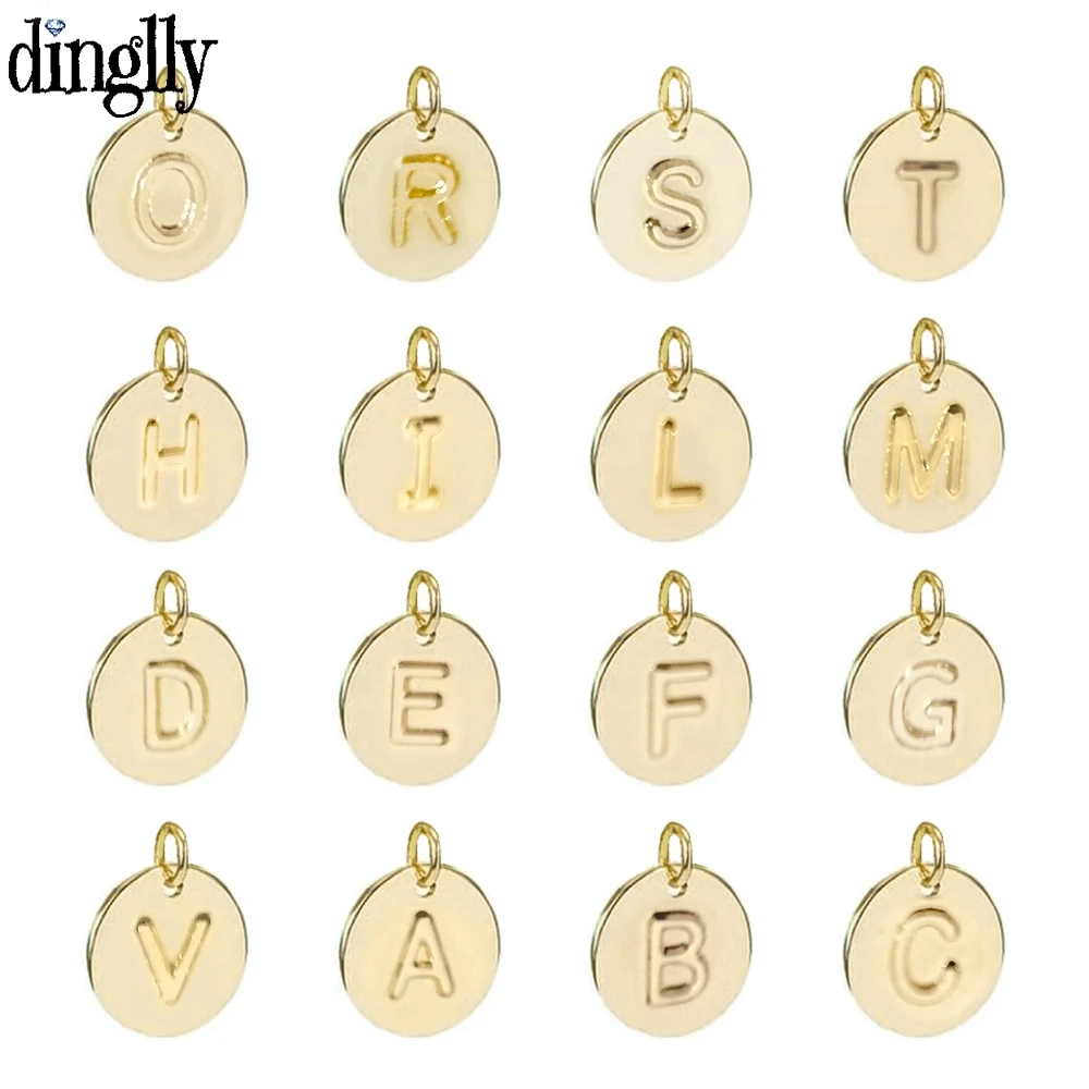 Круглые Подвески Dinglly с золотыми буквами подвеска для оригинального браслета и