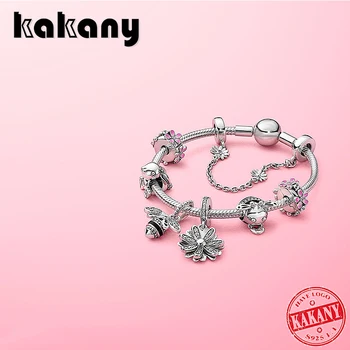 

Kakany 2020 S925 Sterling Silver Bee "favors My Heart" Pink Daisy No Silicone Fixing Clip Fashion Daisy Safety Chain Charm
