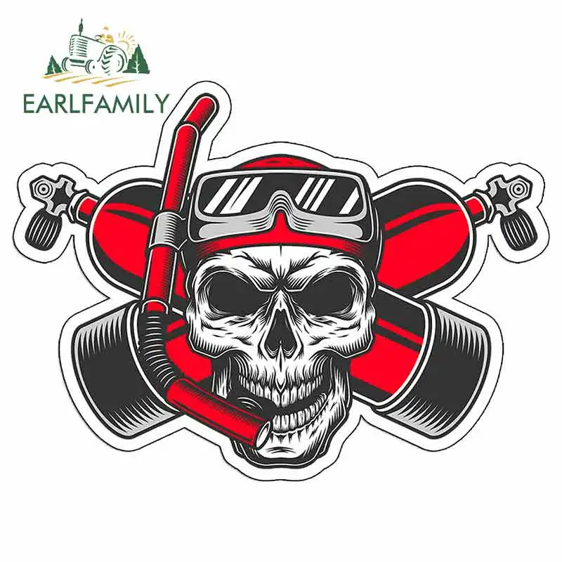 EARLFAMILY 13 см x 9,6 см для черепа дайвер вниз мультфильм автомобильные наклейки бампер багажник грузовик графика винил JDM автомобиля обертывание аксессуары