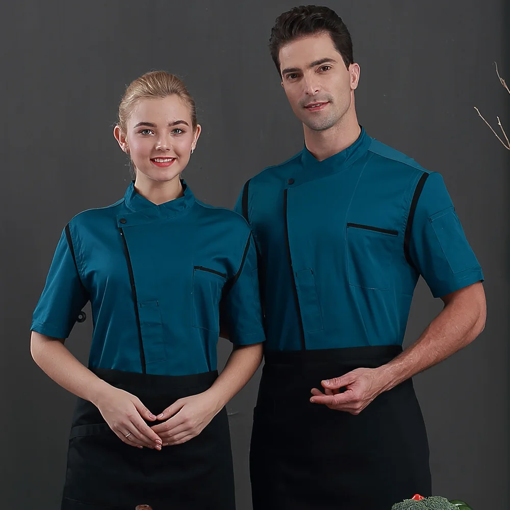 Униформа шеф-повара для ресторана, рабочая куртка официанта, мужская и женская официантка, для отеля, кофейня, крутая летняя рабочая одежда, рубашка для повара, фартук - Цвет: jacket