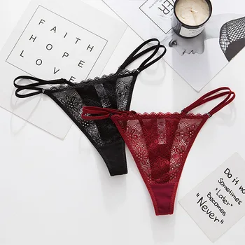 

Women Lace T Back Pantie Sexy Hollow Out Underwear Low Waisted Adjusted Thong G-String Underpanty String Briefs Pants Intimate