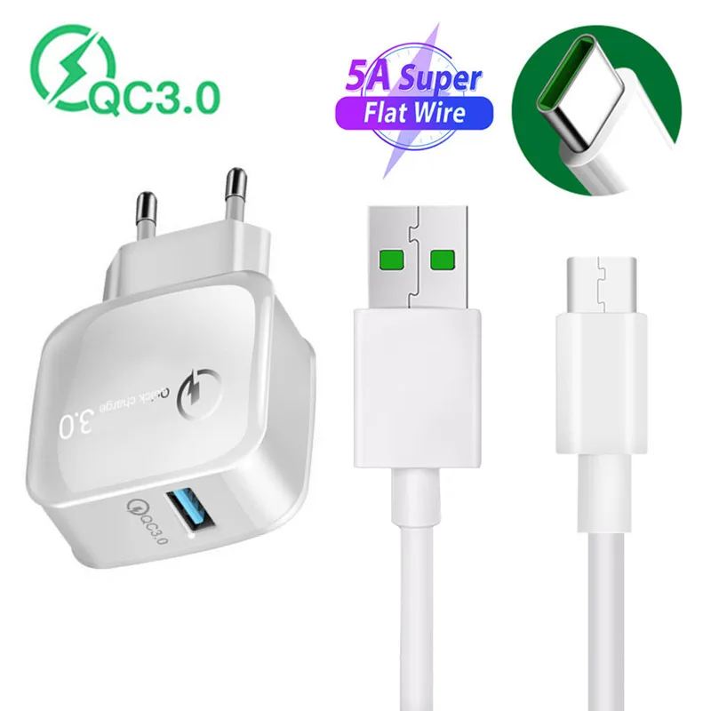 OPPO A52 Realme V5 быстрое зарядное устройство USB адаптер VOOC 5A супер Тип C зарядный кабель