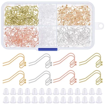 

200 French Earrings with Crochet Ball Dots, 200 Transparent Earrings with Plastic Box on the Back for DIY Crafts