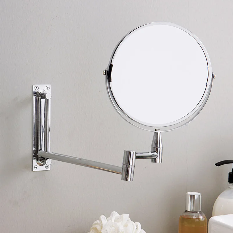 

Cross Border for 17CM Folding Mirror Circle Wall-Mounted Hairdressing Mirror 3 Times Amplifier Extendable Double Sided Mirror Ma