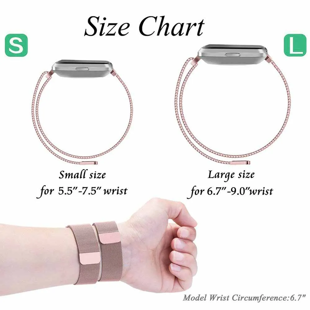 Metal Stainless Steel Band For Fitbits Versa / versa lite Strap Wrist Milanese Loop Magnetic Bracelet Smart Accessories