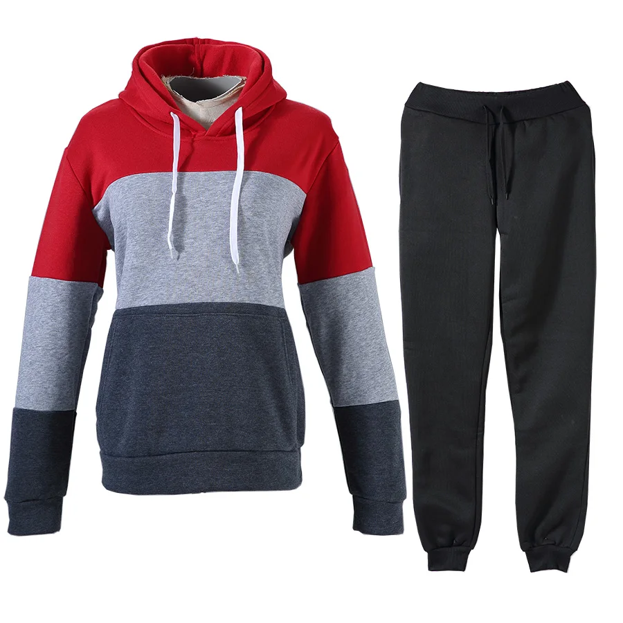 Color Two Piece Set 2020 Autumn Winter Tracksuit Women's Hooded Sweatshirt And Pants Casual 2Piece Outfits Woman Sport Suit